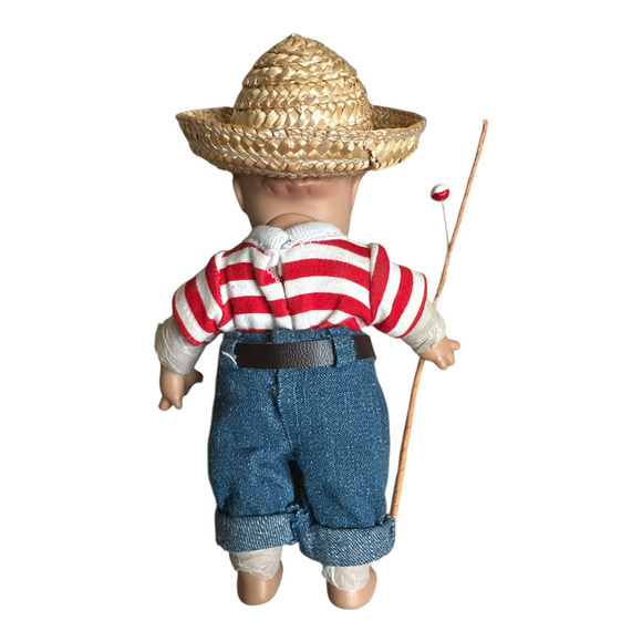Kewpie Gone Fishing Charisma Brands Fishing Pole Straw Hat 8" Doll - Picture 2 of 3